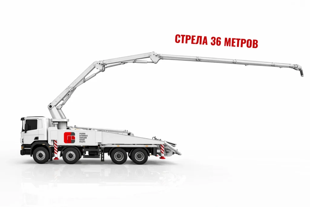 Автобетононасос со стрелой 36 м для подачи бетона на монолитные работы в Томилино